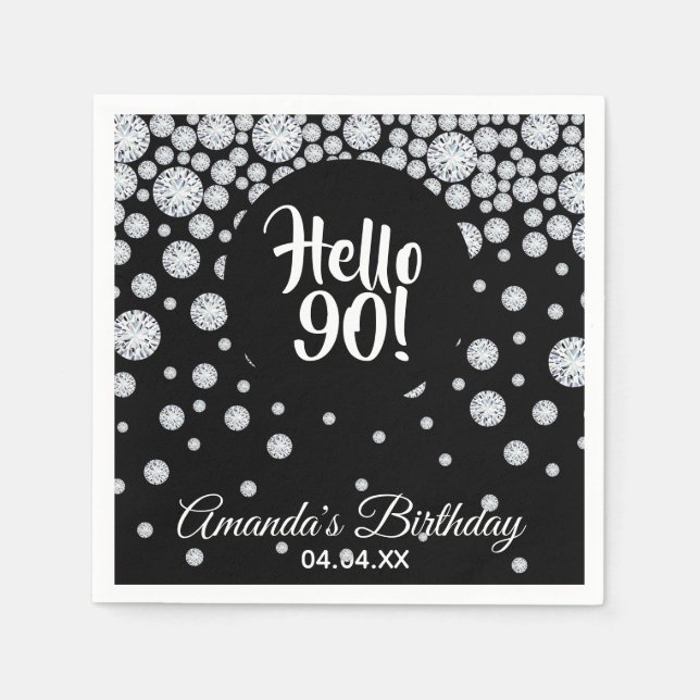 Serviette En Papier Diamants noirs 90e anniversaire (Devant)
