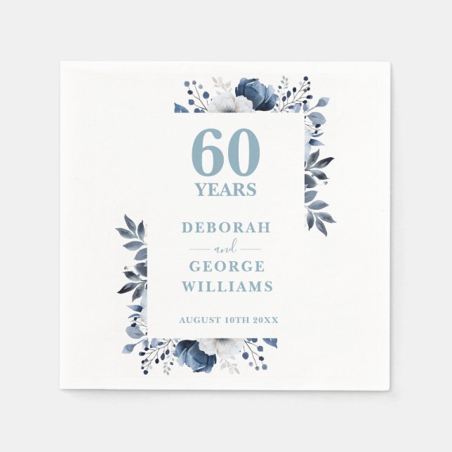 Serviette En Papier Diamond Country Floral 60e anniversaire de Mariage (Devant)