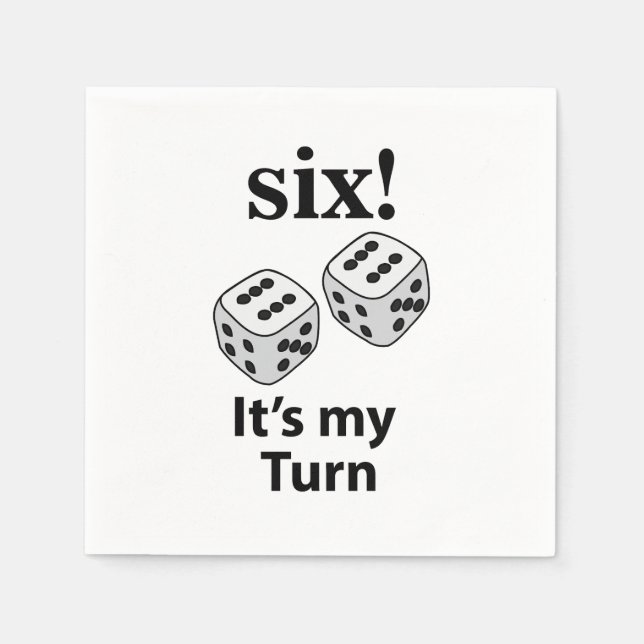 Serviette En Papier Dice Rolling Six C'est mon tour Roll Dice Party (Devant)