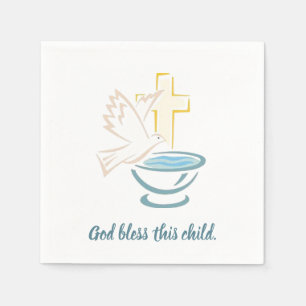 Serviette En Papier Dieu bénisse cet enfant (bleu)