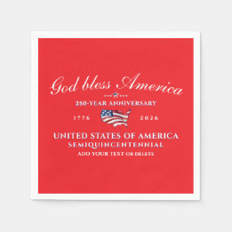 Serviette En Papier Dieu patriotique bénisse l'Amérique 250 Semi-quinc