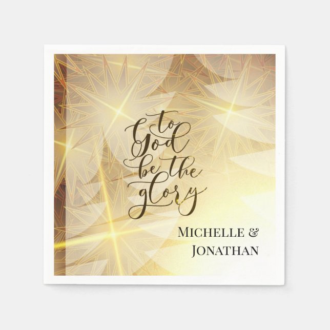 Serviette En Papier Dieu soit la gloire des étoiles d'or de Noël (Devant)