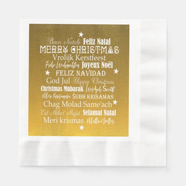 Serviette En Papier Différentes langues de Joyeuses serviettes de Noël (Devant)