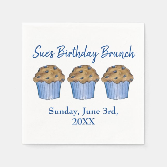 Serviette En Papier Dimanche Petit-déjeuner Brunch Party Blueberry Muf (Devant)