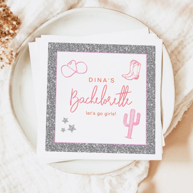 Serviette En Papier DINA Space Cowgirl Desert Bachelorette Disco (Créateur téléchargé)