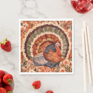 Serviette En Papier Dinde de l'automne impressionniste rustique