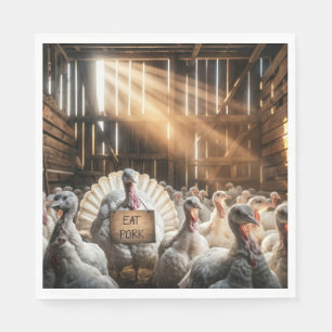 Serviette En Papier Dinde de Thanksgiving avec un panneau drôle