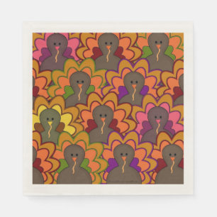 Serviette En Papier Dindes de Thanksgiving colorées et amusantes Servi
