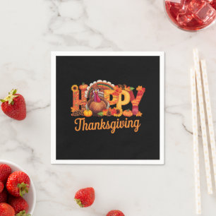 Serviette En Papier Dindes Heureuses de Thanksgiving Automne