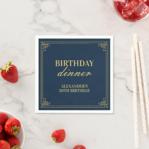 Serviette En Papier Dîner Chic Cadre Art déco Navy Or Gatsby