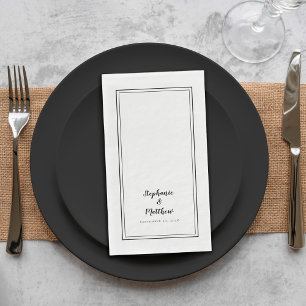 Serviette En Papier Dîner de mariage simple, noir et minimaliste moder