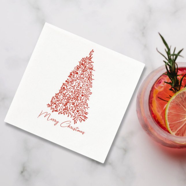 Serviette En Papier Dîner de Noël rouge (Créateur téléchargé)