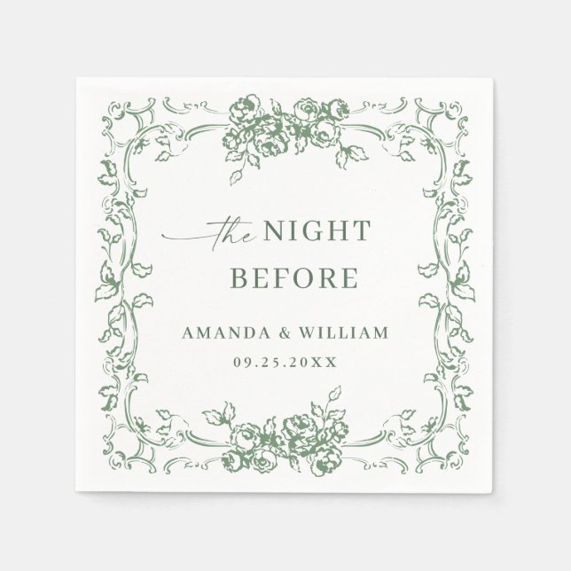 Serviette En Papier Dîner de répétition de la Renaissance Ornate Sage  (Devant)