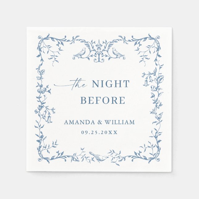 Serviette En Papier Dîner de répétition Floral Bleu de Victoria (Devant)