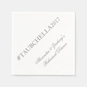 Serviette En Papier Dîner de répétition Hashtag Napkins Gris et Blanc