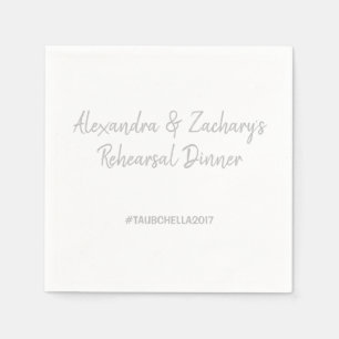 Serviette En Papier Dîner de répétition mariage Napkins Hashtag Argent