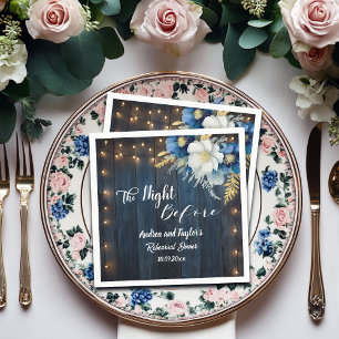 Serviette En Papier Dîner de répétition Rustique Bleu Blanc Floral