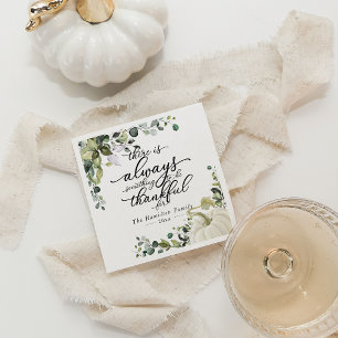 Serviette En Papier Dîner de Thanksgiving avec eucalyptus et citrouill