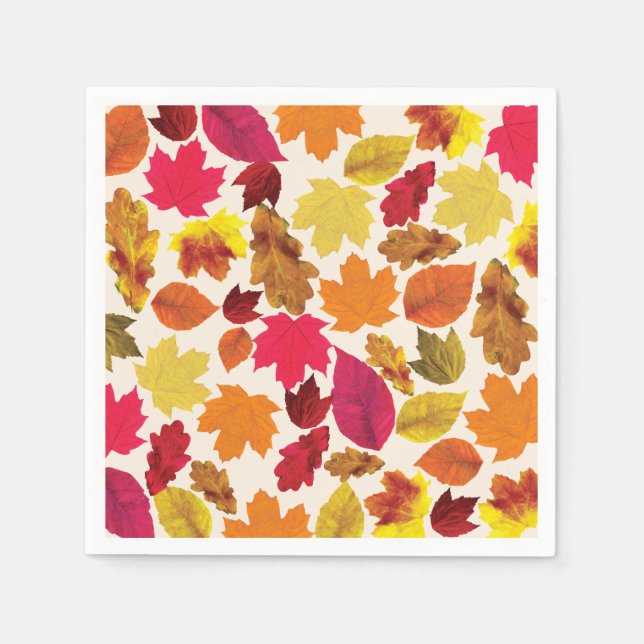 Serviette En Papier Dîner de Thanksgiving fêtes automne Couleurs Feuil (Devant)
