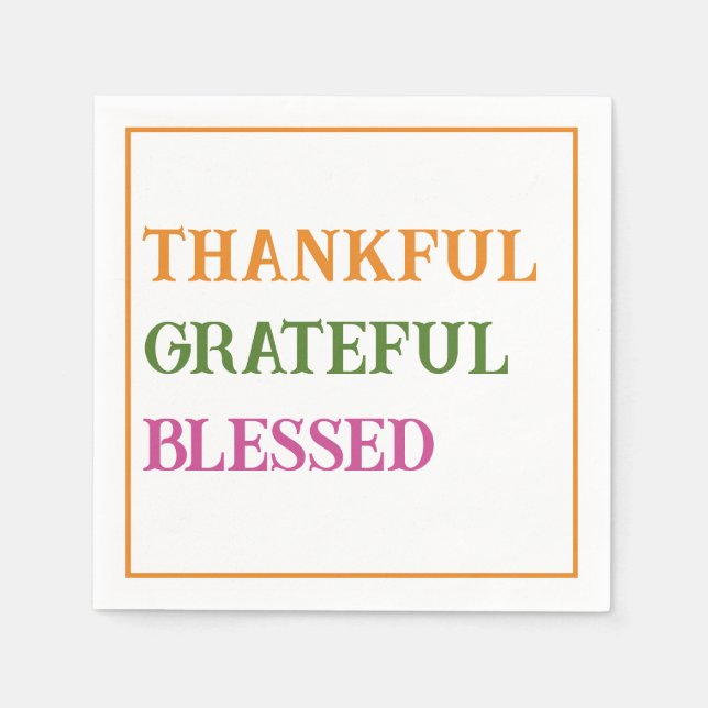 Serviette En Papier Dîner De Thanksgiving Merci Grateful Blessé (Devant)