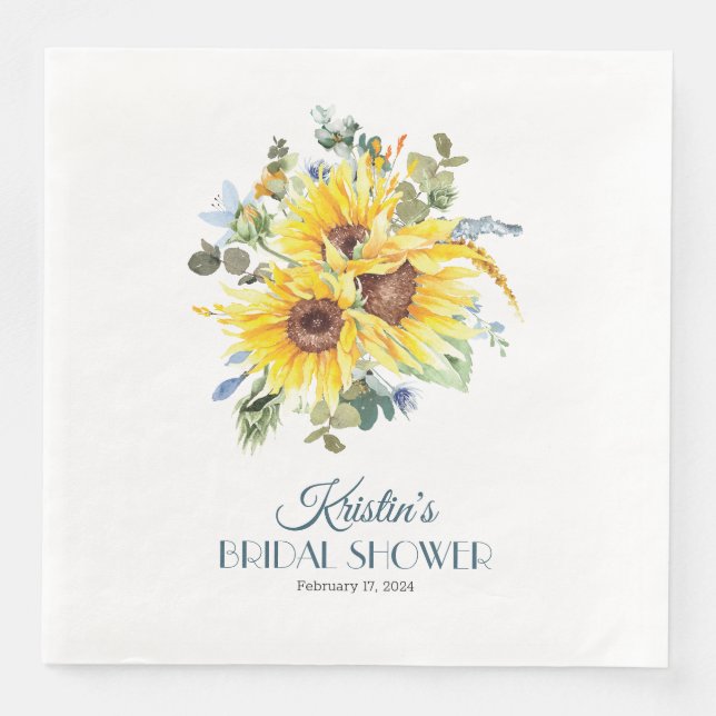 Serviette En Papier Dîner de tournesol d'été Soirée de taille Napkin (Devant)