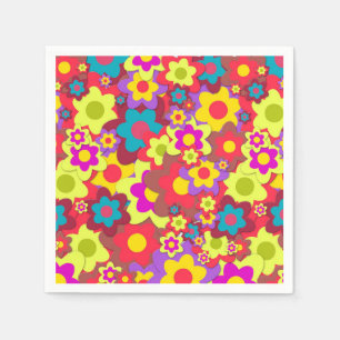 Serviette En Papier Dîner d'enfant de fleur de paix de hippie