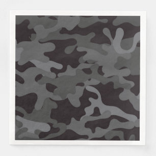 Serviette En Papier Dîner en papier en camouflage noir et gris serviet