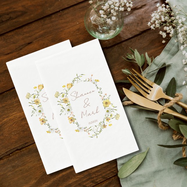 Serviette En Papier Dîner Mariage fleur sauvage (Créateur téléchargé)