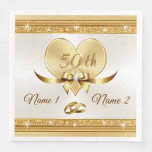 Serviette En Papier Dîner personnalisé 50e anniversaire Mariage servie