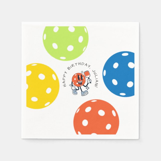 Serviette En Papier Dink Pickleball Party Sports Cartoon Mascotte Padd (Devant)