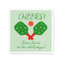 Dink to Holidays Pickleball Cocktail Napkin