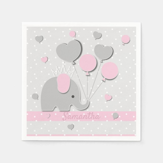 Serviette En Papier Dinner Elephant Balloons Nursery Gift (Devant)