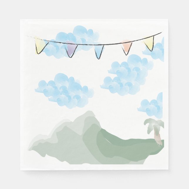 Serviette En Papier Dino Paysage fête d'anniversaire Napkin (Devant)