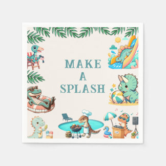 Serviette En Papier Dino Pool Party Anniversaire Invitation