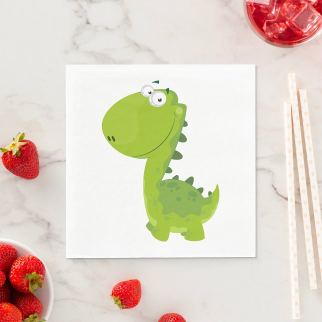 Serviette En Papier Dino vert souriant (Créateur téléchargé)