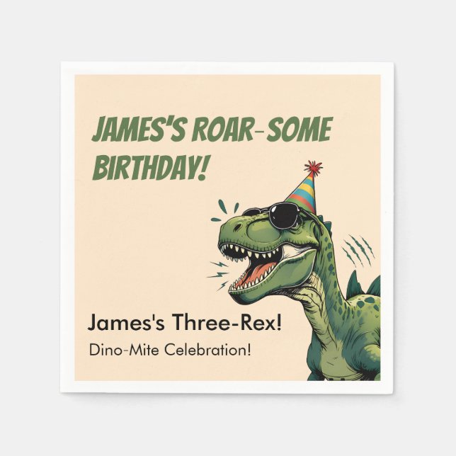 Serviette En Papier Dinosaur Anniversaire Papier Napkin Enfants Party (Devant)