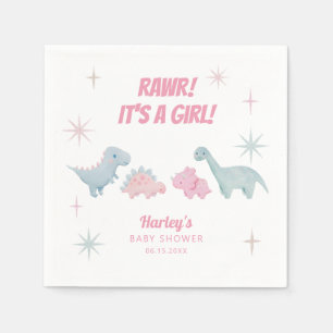 Serviette En Papier Dinosaur Baby shower fille RAWR