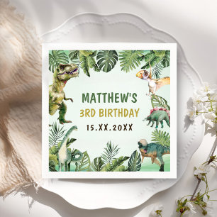 Serviette En Papier Dinosaur Boy 3e fête d'anniversaire
