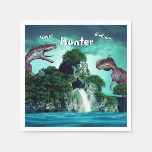 Serviette En Papier Dinosaur Island Joyeuse fête d'anniversaire