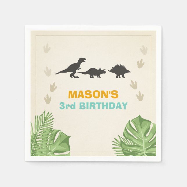 Serviette En Papier Dinosaur Papier Napkins anniversaire Dino Party (Devant)