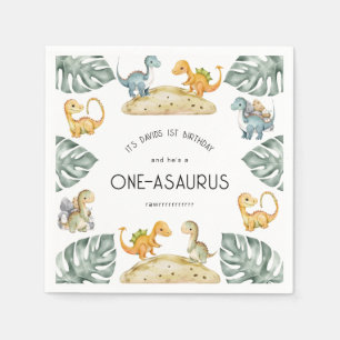Serviette En Papier Dinosaur Premier anniversaire Oneasaurus Party