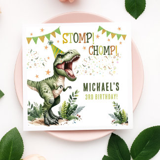 Serviette En Papier Dinosaur Three Rex 3rd Birthday Party 