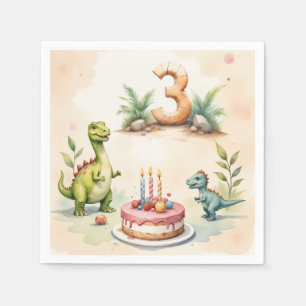 Serviette En Papier Dinosaure à trois Rex 3e Anniversaire Papier