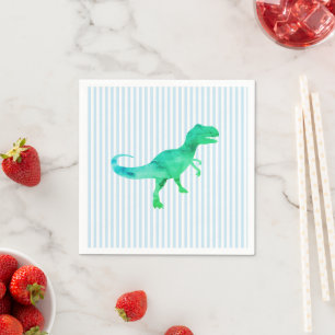 Serviette En Papier Dinosaure Bleu Silhouette Trex