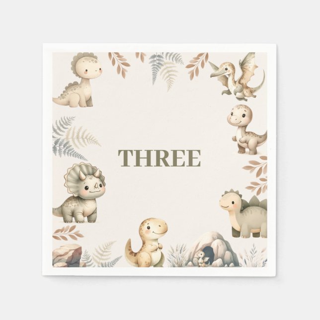 Serviette En Papier Dinosaure Boho Roaring Thème Anniversaire (Devant)