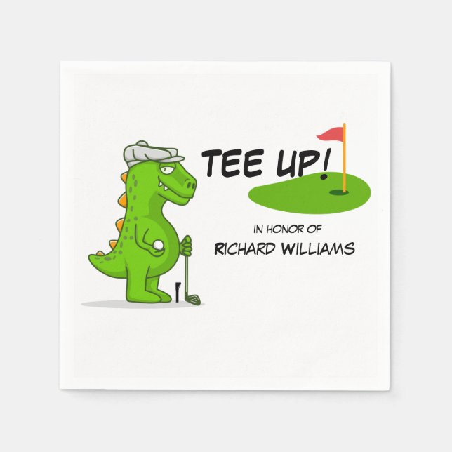 Serviette En Papier Dinosaure de golf à la retraite (Devant)