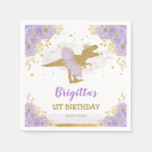 Serviette En Papier Dinosaure d'or violet Ballerina fête d'anniversair