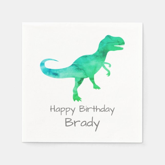 Serviette En Papier Dinosaure personnalisé bleu nappe d'anniversaire (Devant)