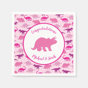 Serviette En Papier Dinosaure rose Baby shower mignonne Dino fille