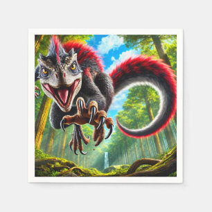 Serviette En Papier Dinosaure rouge